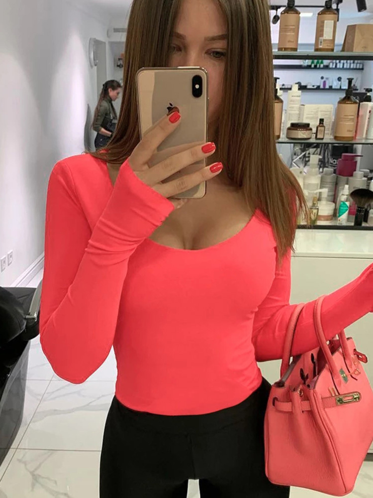 Winter Clothing Outfits - Oranje neon bodysuit dames bodycon met