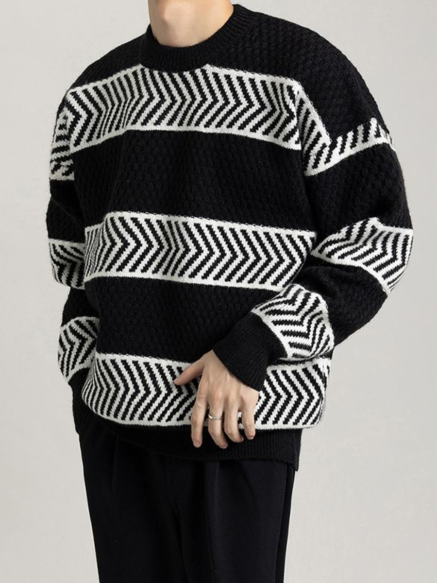 Winter Clothing Hong Kong - Casual losse strepen trui contrasterende kleuren