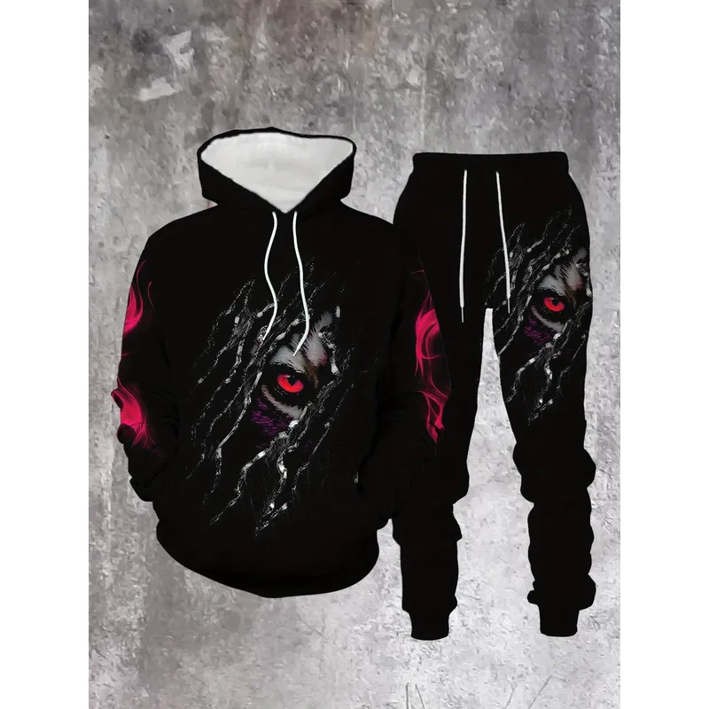 Winter Clothing For Men - 2026 Heren 3D Tijgerprint Hoodie Set