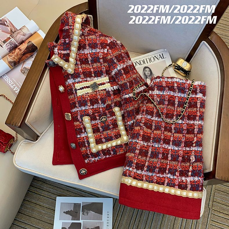 Vrouwen Elegante Tweed Rood Pa - Winter Clothing Outfits recensie en prijs